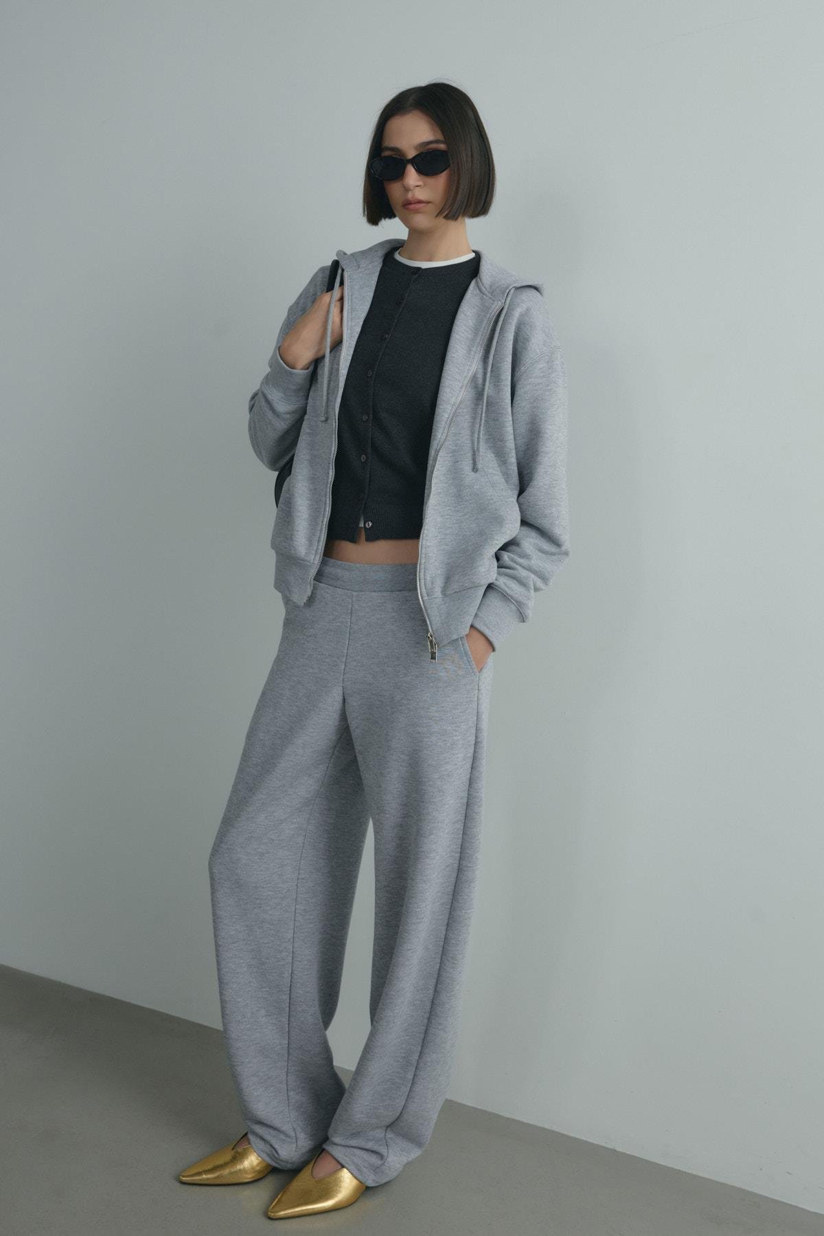 Gri Salted Lastikli Eşofman