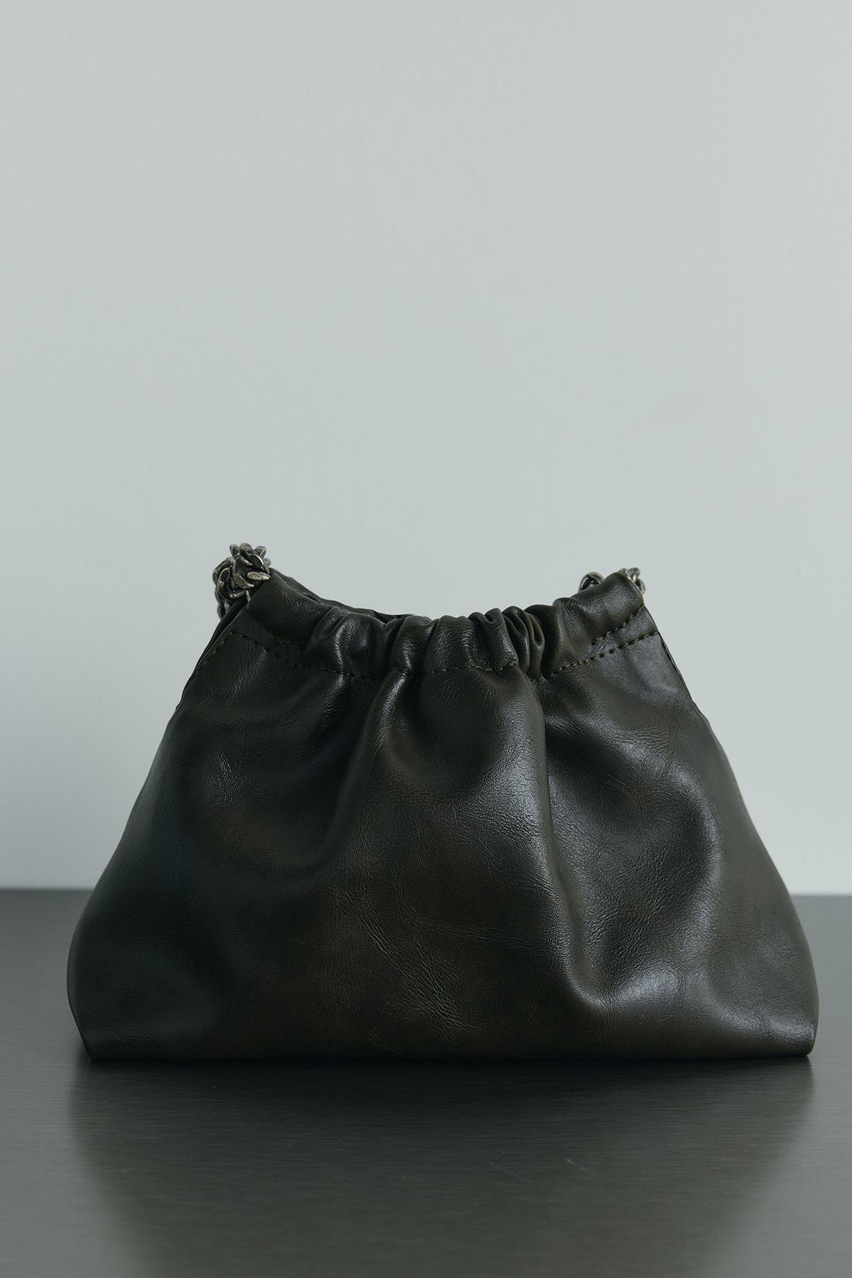 Haki Giorgia Zincirli Deri Mini Çanta