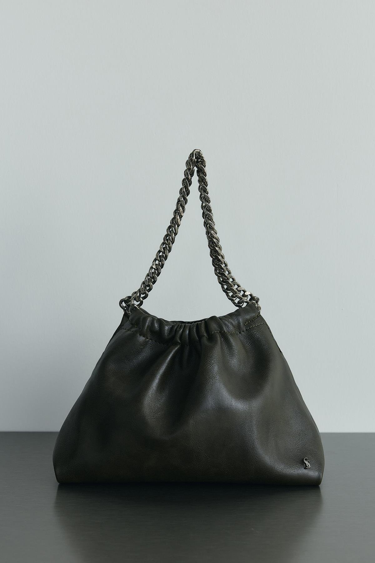 Haki Giorgia Zincirli Deri Mini Çanta