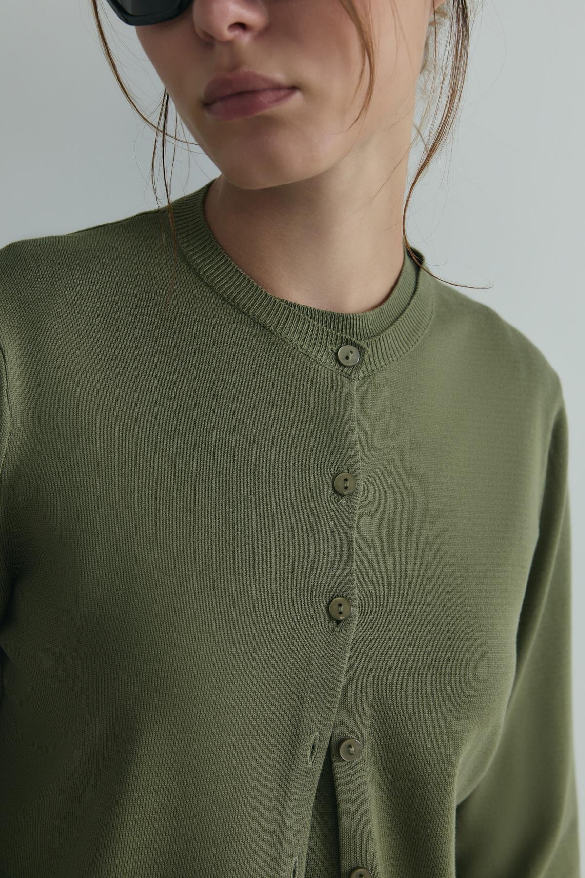 Haki Lea Triko Hırka