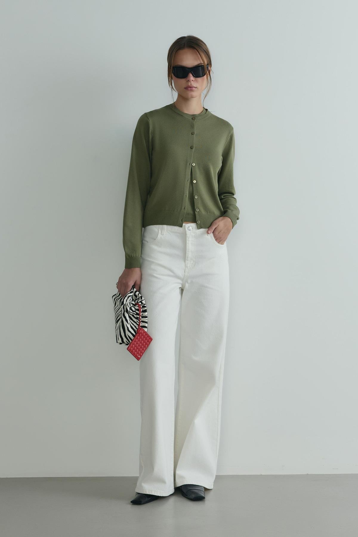 Haki Lea Triko Hırka