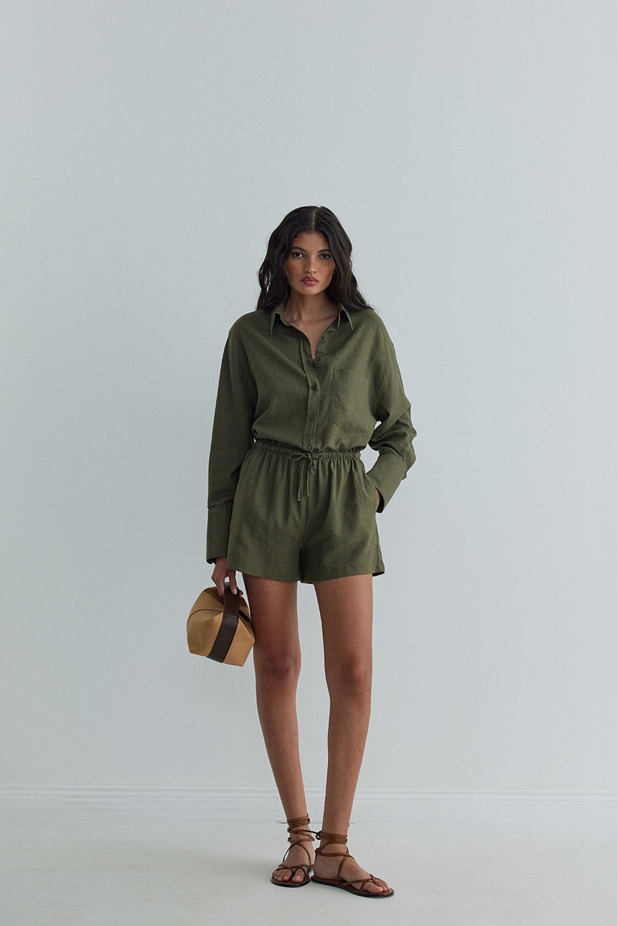 Haki Mild Cepli Basic Gömlek