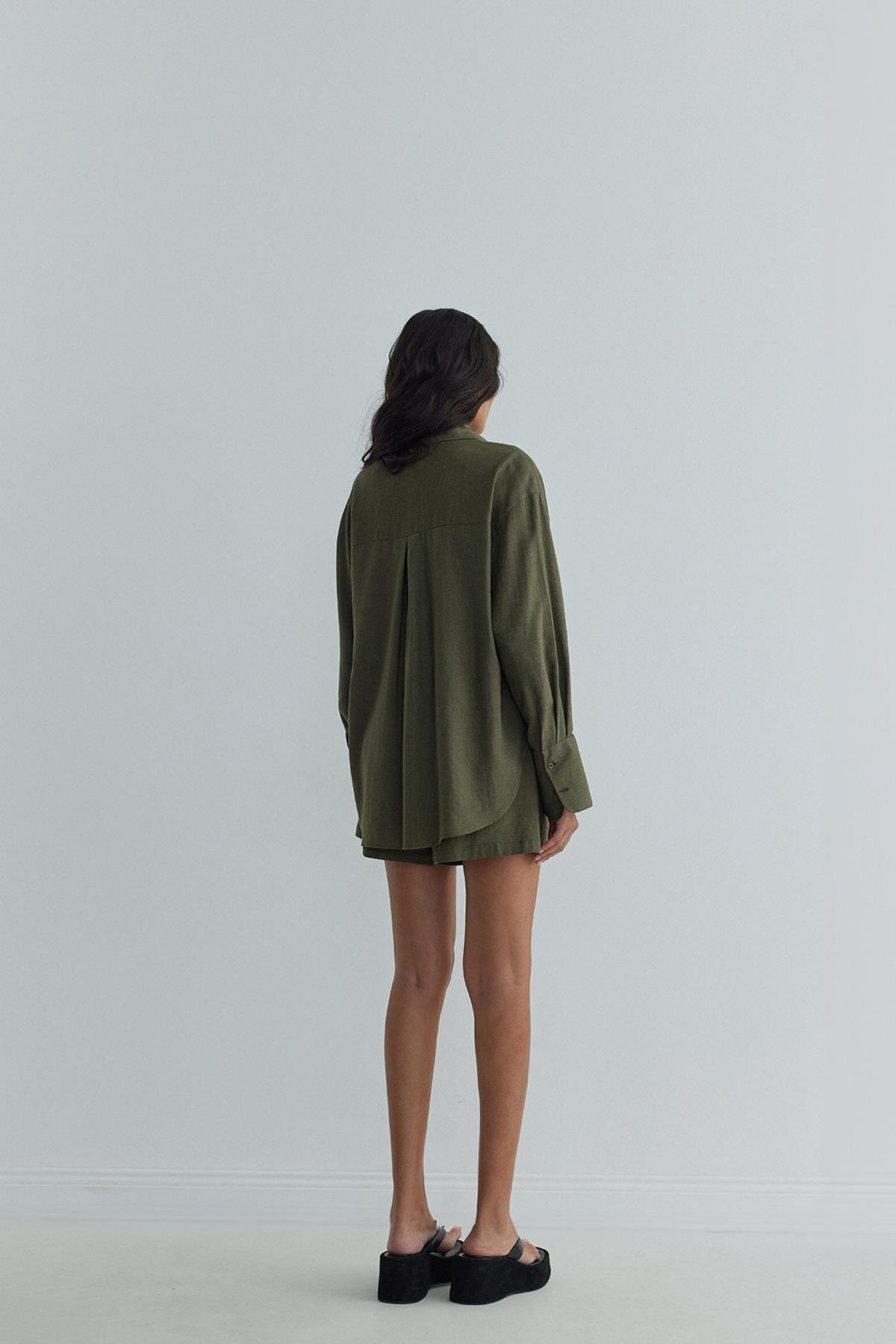 Haki Mild Cepli Basic Gömlek