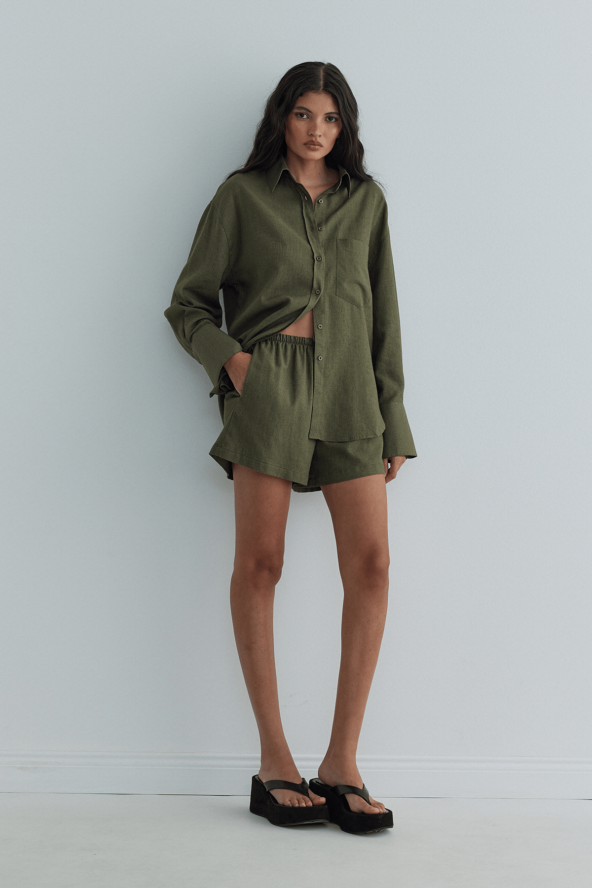 Haki Mild Cepli Basic Gömlek