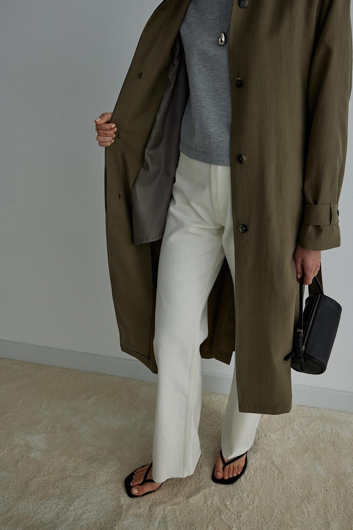 Haki Weightles Uzun Trençkot