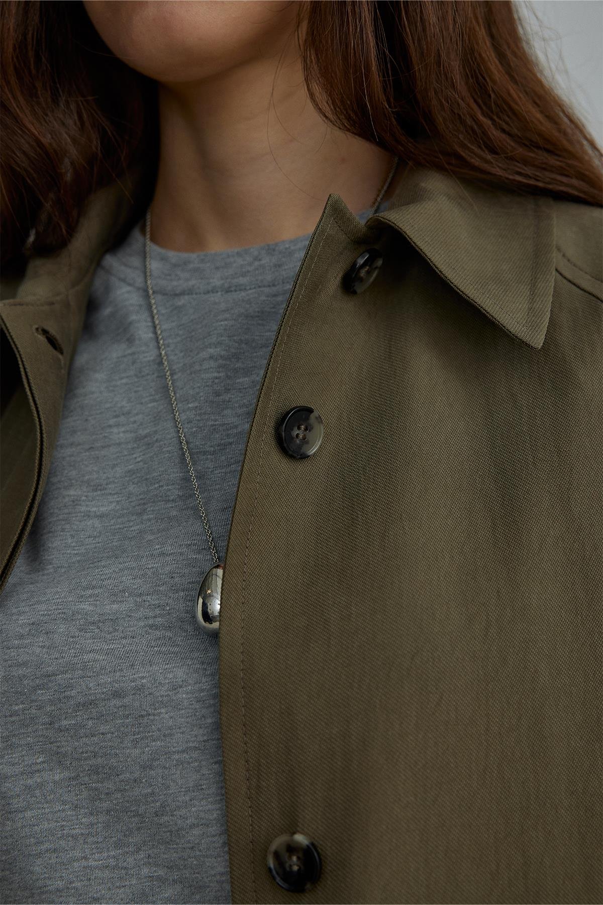 Haki Weightles Uzun Trençkot