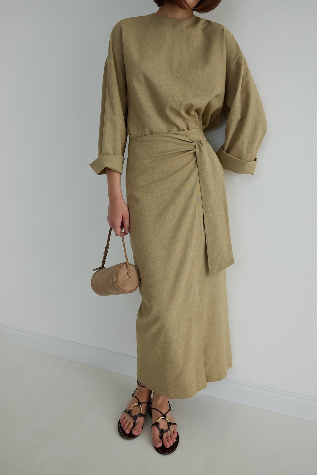 Ihlamur Yeşili Kavala Keten Bluz