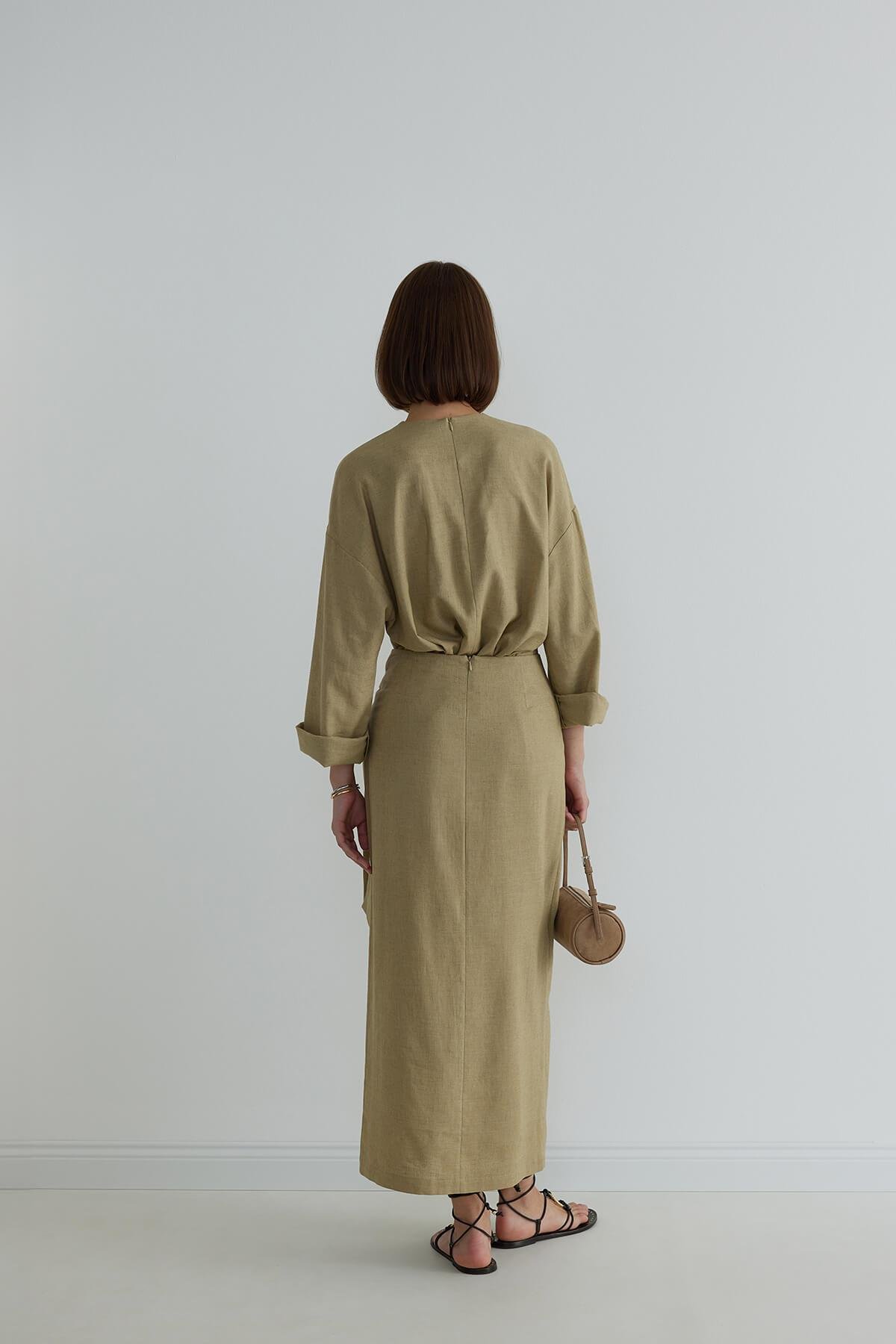 Ihlamur Yeşili Noli Keten Anvelop Etek