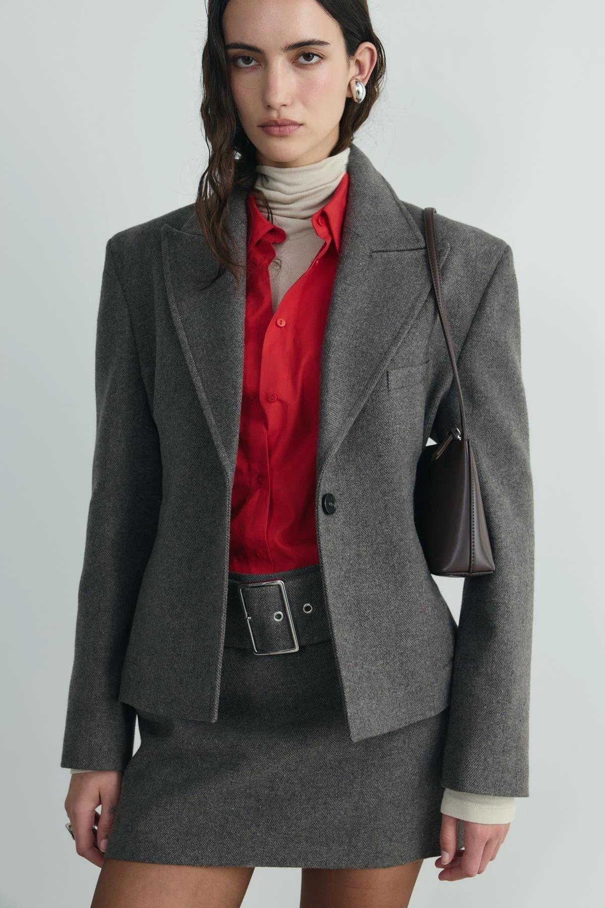 Kahverengi Blair Vatkalı Kaşe Ceket