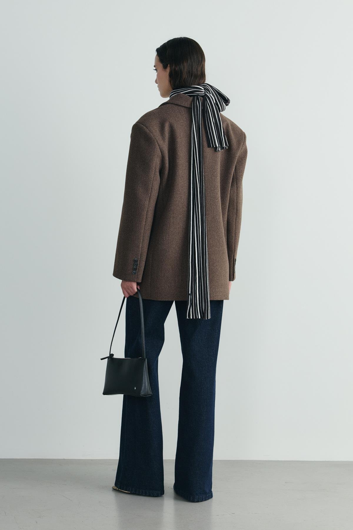 Gina Striped Long Wool Coat