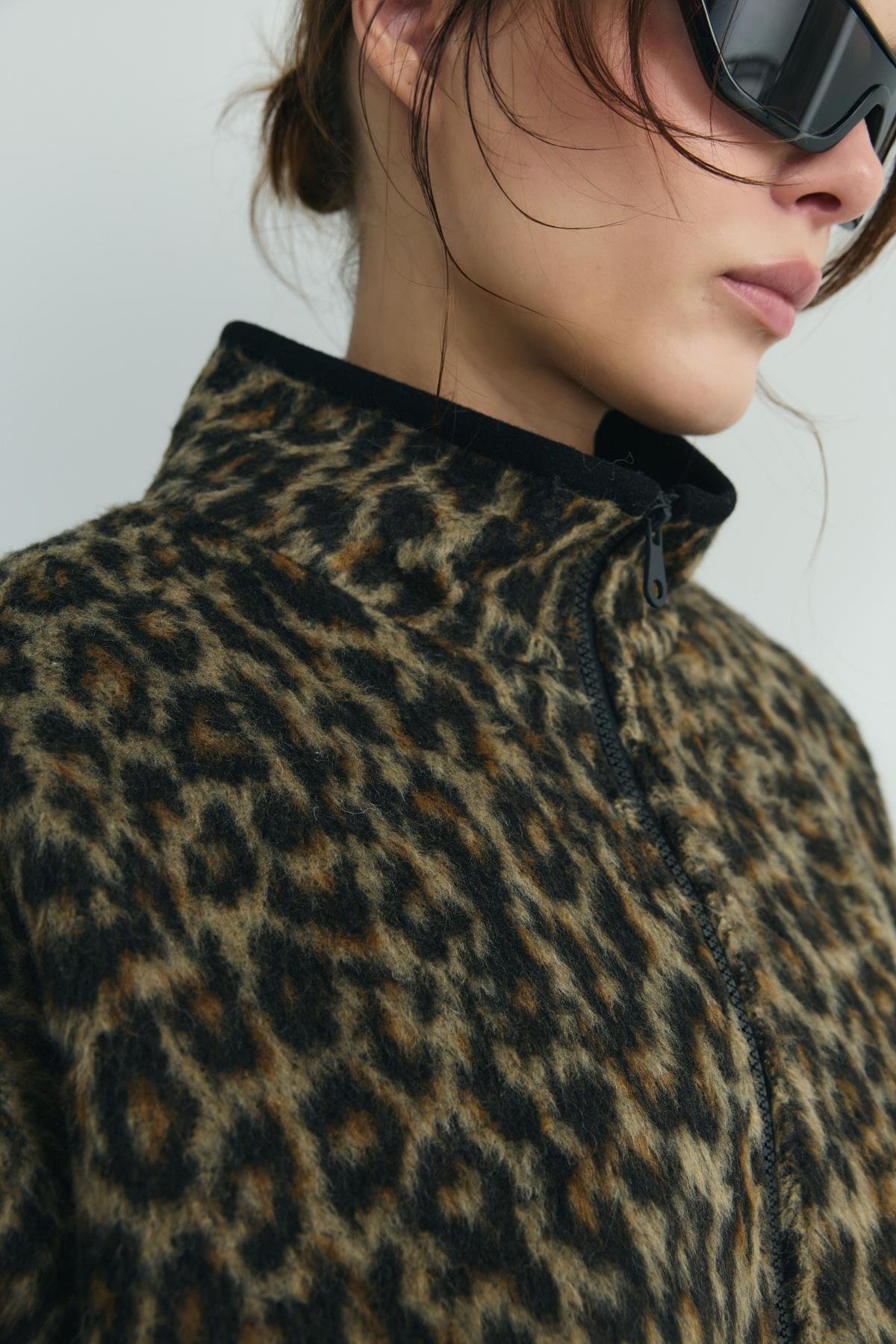 Kahverengi Leo Oversize Fermuarlı Ceket