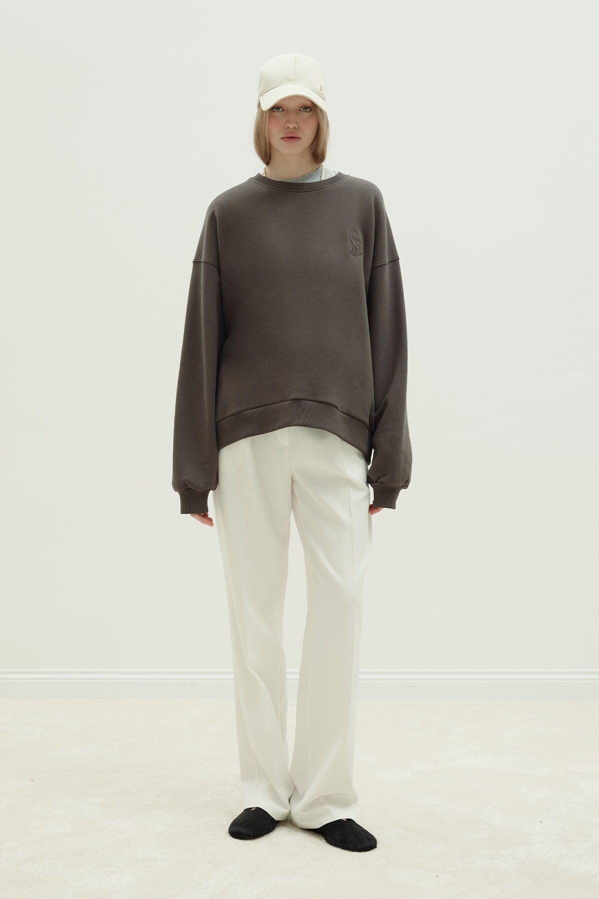 Kahverengi Logolu Oversize Sweat
