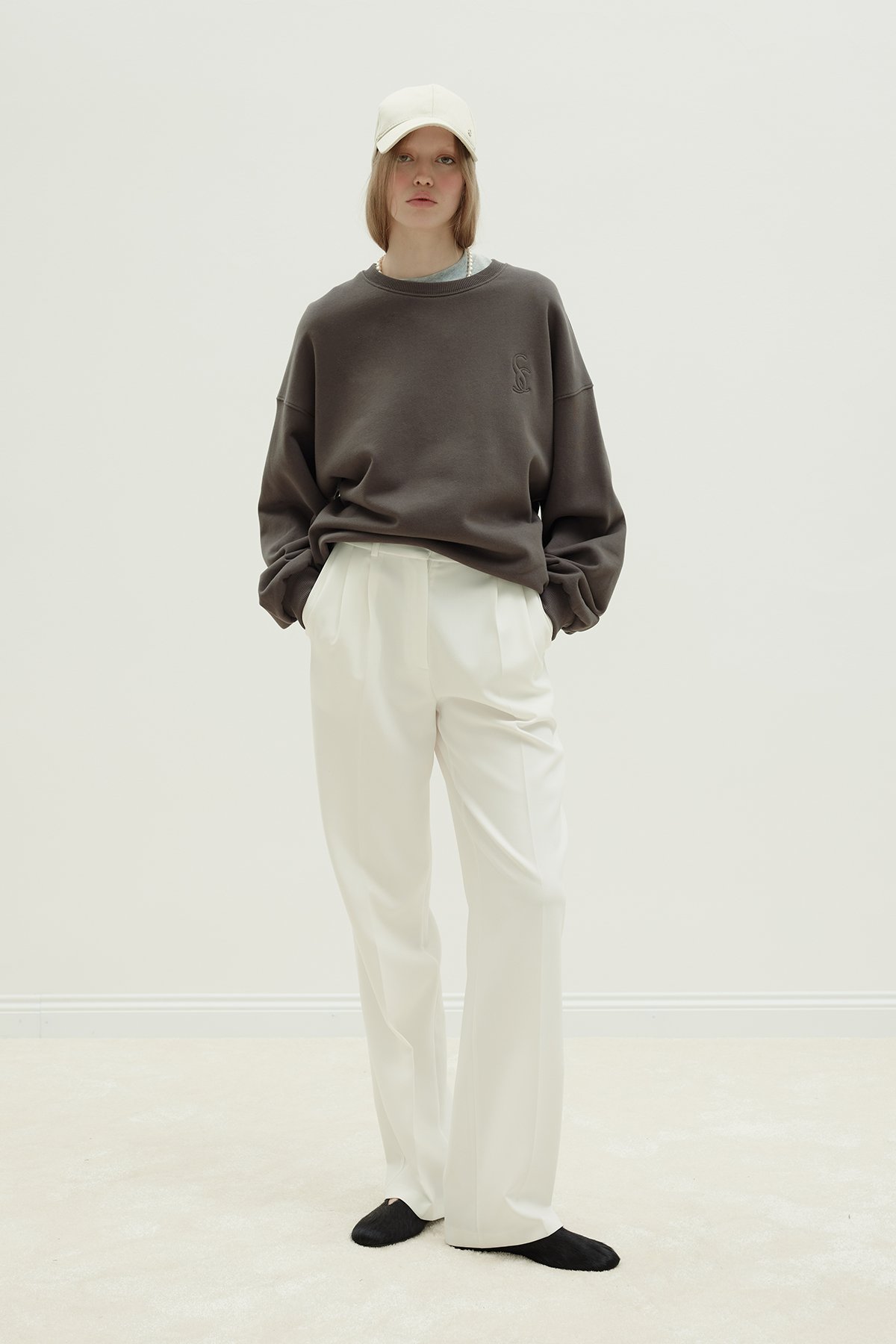 Kahverengi Logolu Oversize Sweat