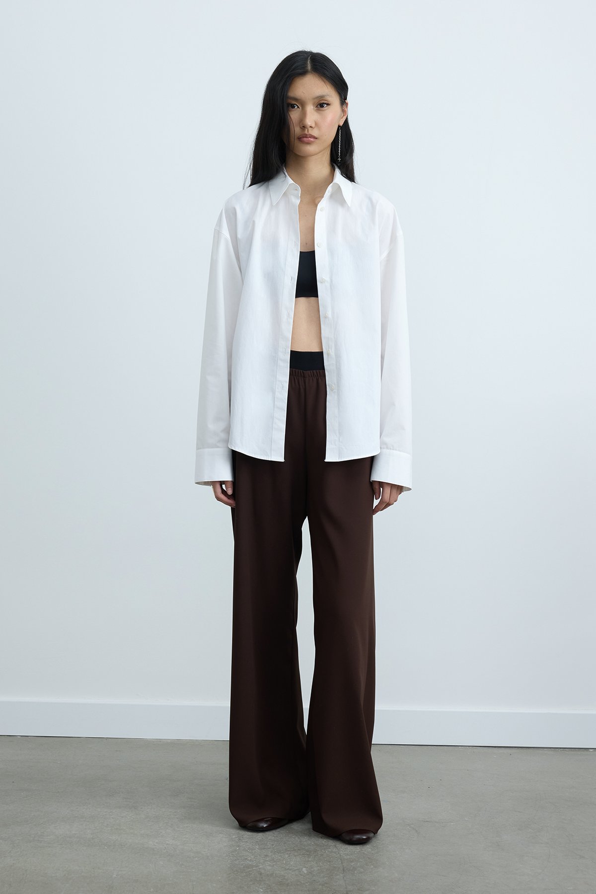 Kahverengi Pol Krep Pantolon