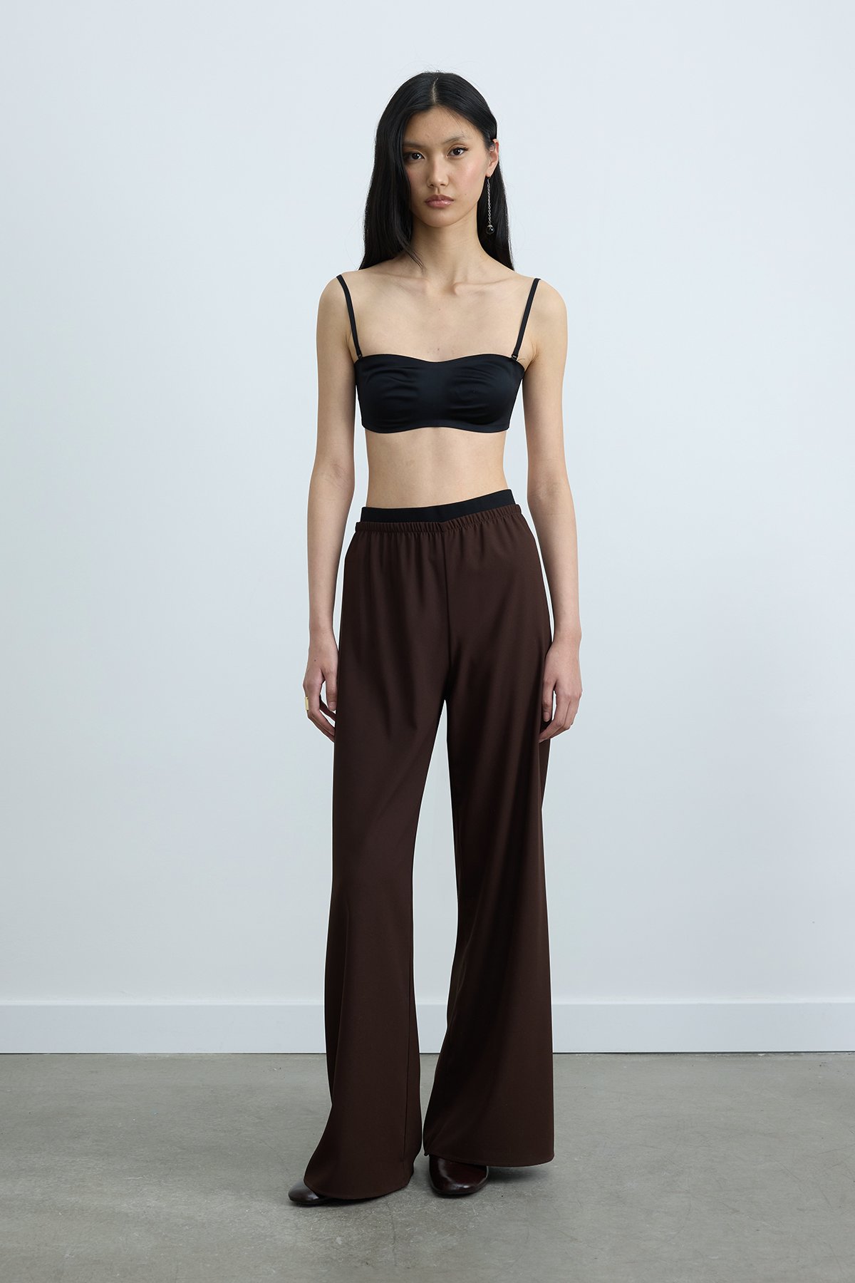 Kahverengi Pol Krep Pantolon