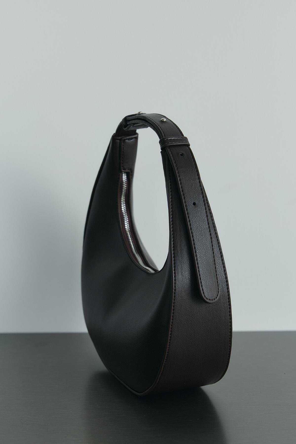 Kahverengi Rosa Mini Deri Çanta