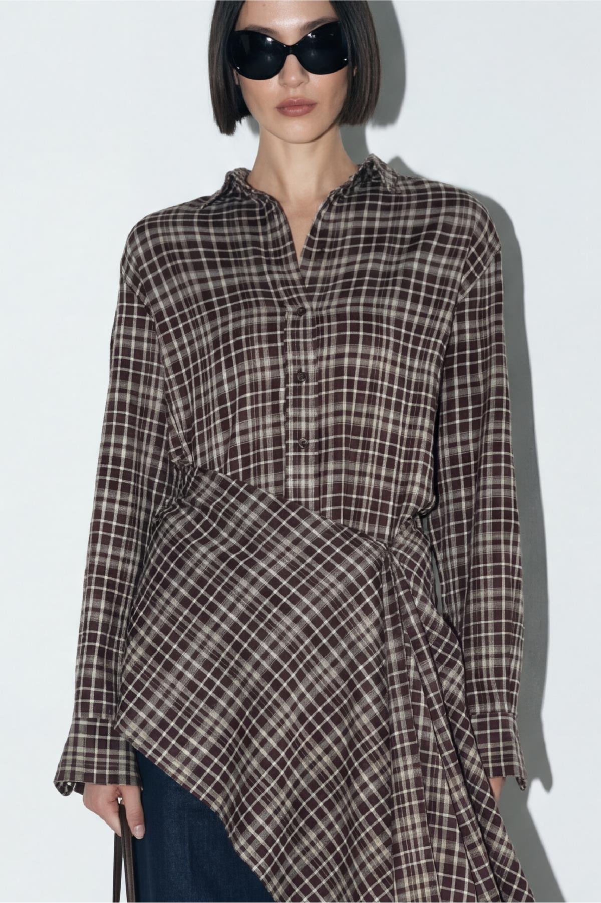 Kahverengi Slone Ekose Gömlek