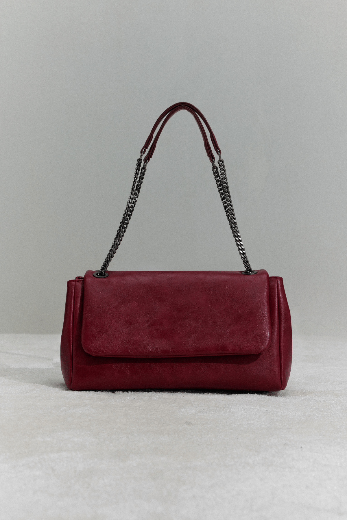 Kırmızı Milan Zincirli Deri Çanta