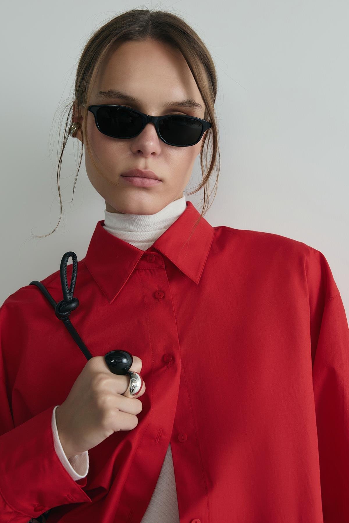 Kırmızı Page Oversize Gömlek