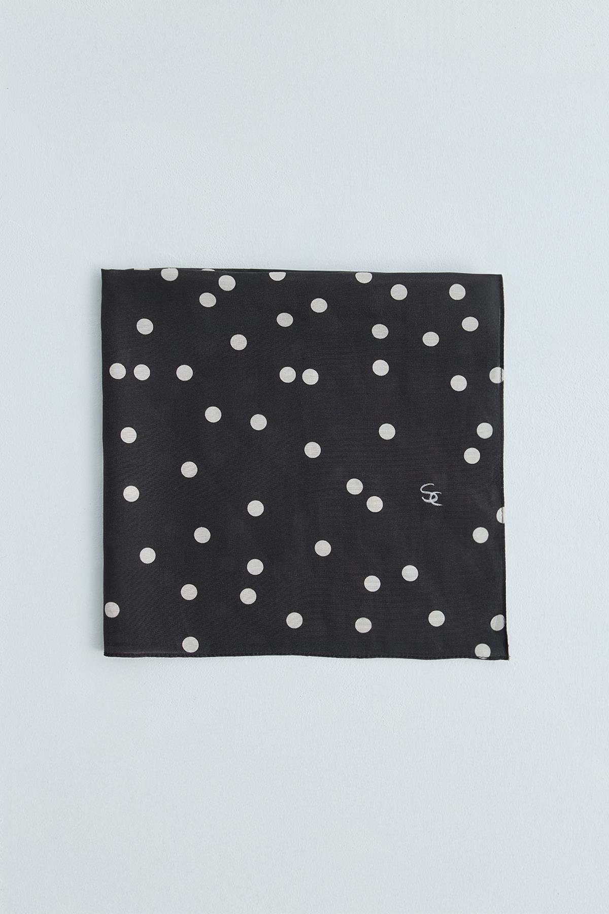 Koyu Kahve Dottie Desenli Fular