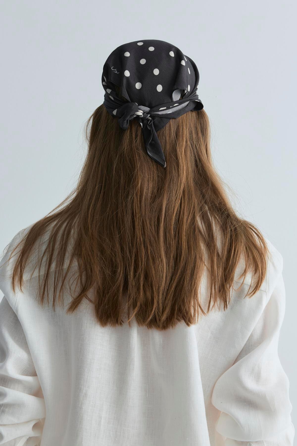 Koyu Kahve Dottie Desenli Fular