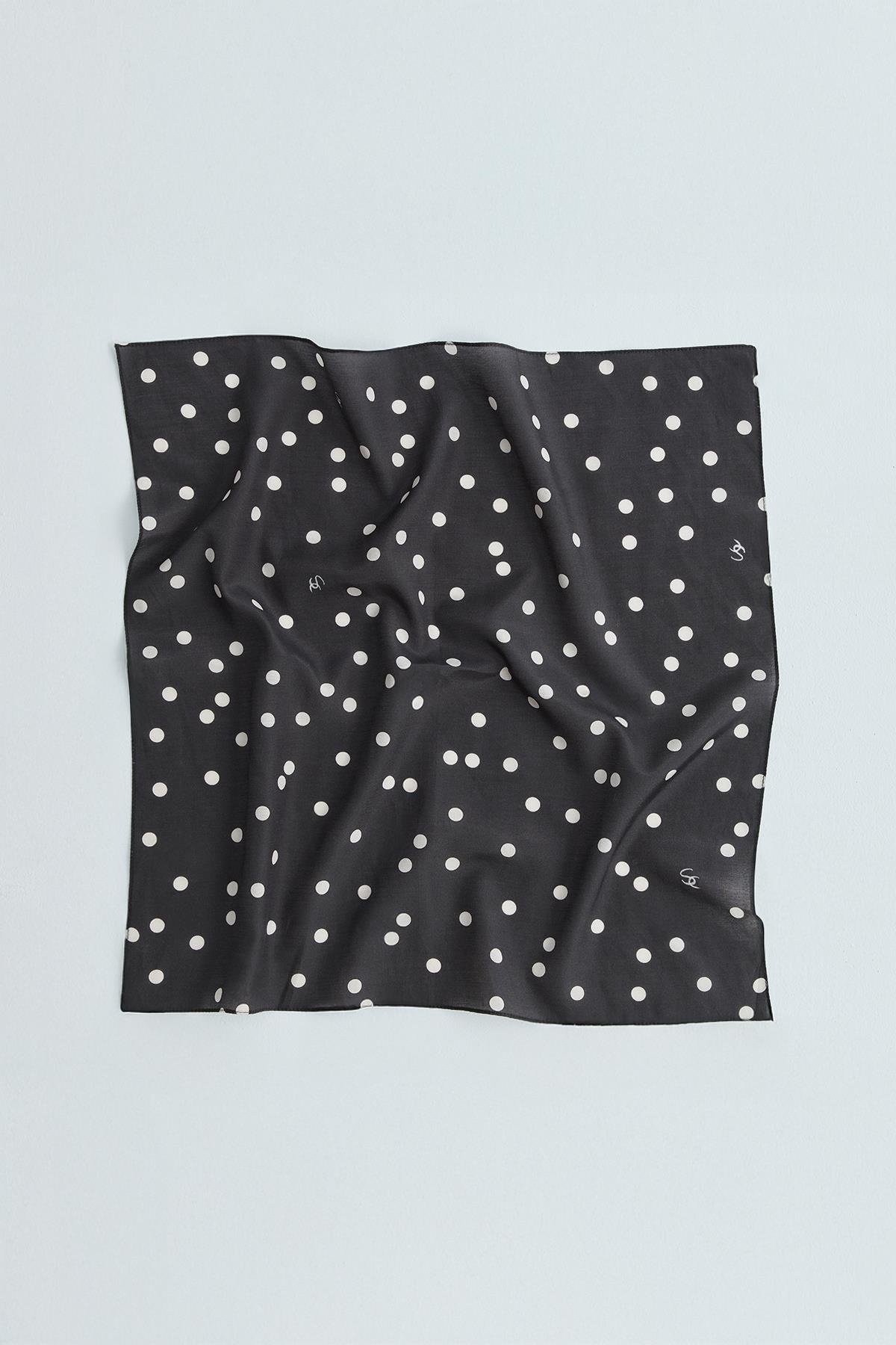 Koyu Kahve Dottie Desenli Fular