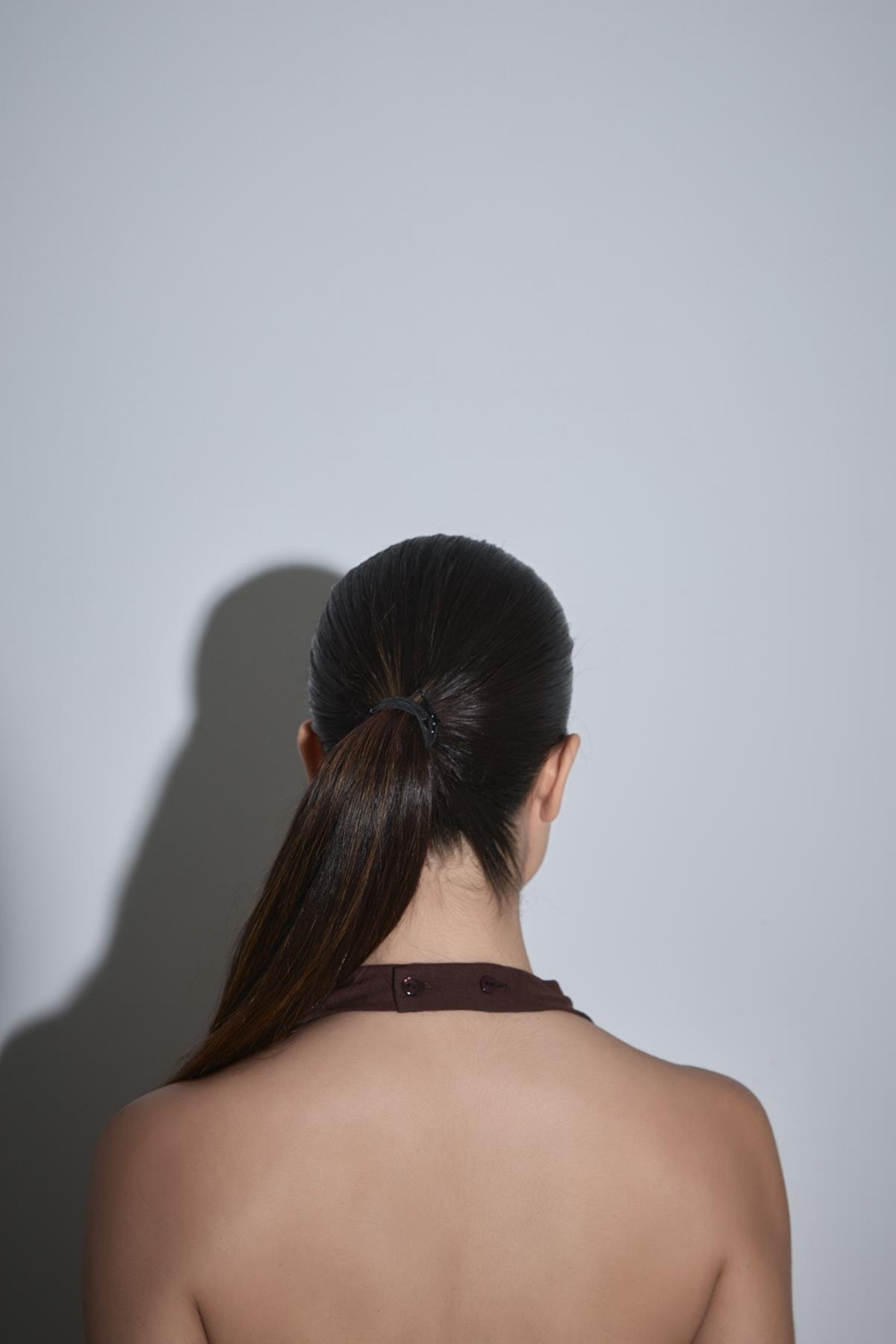 Koyu Kahve Gabriel Halter Yaka Keten Bluz