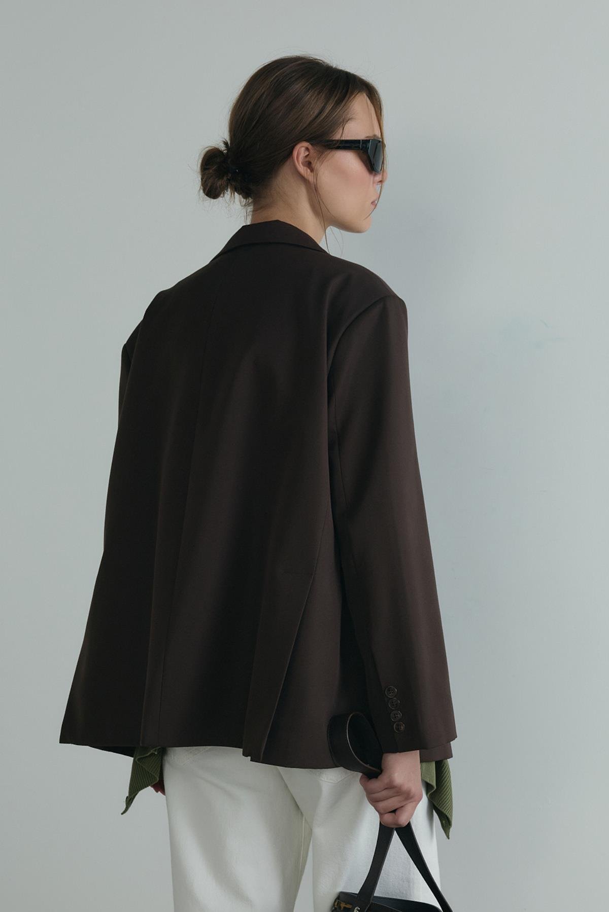 Koyu Kahve Maskülen Blazer Ceket