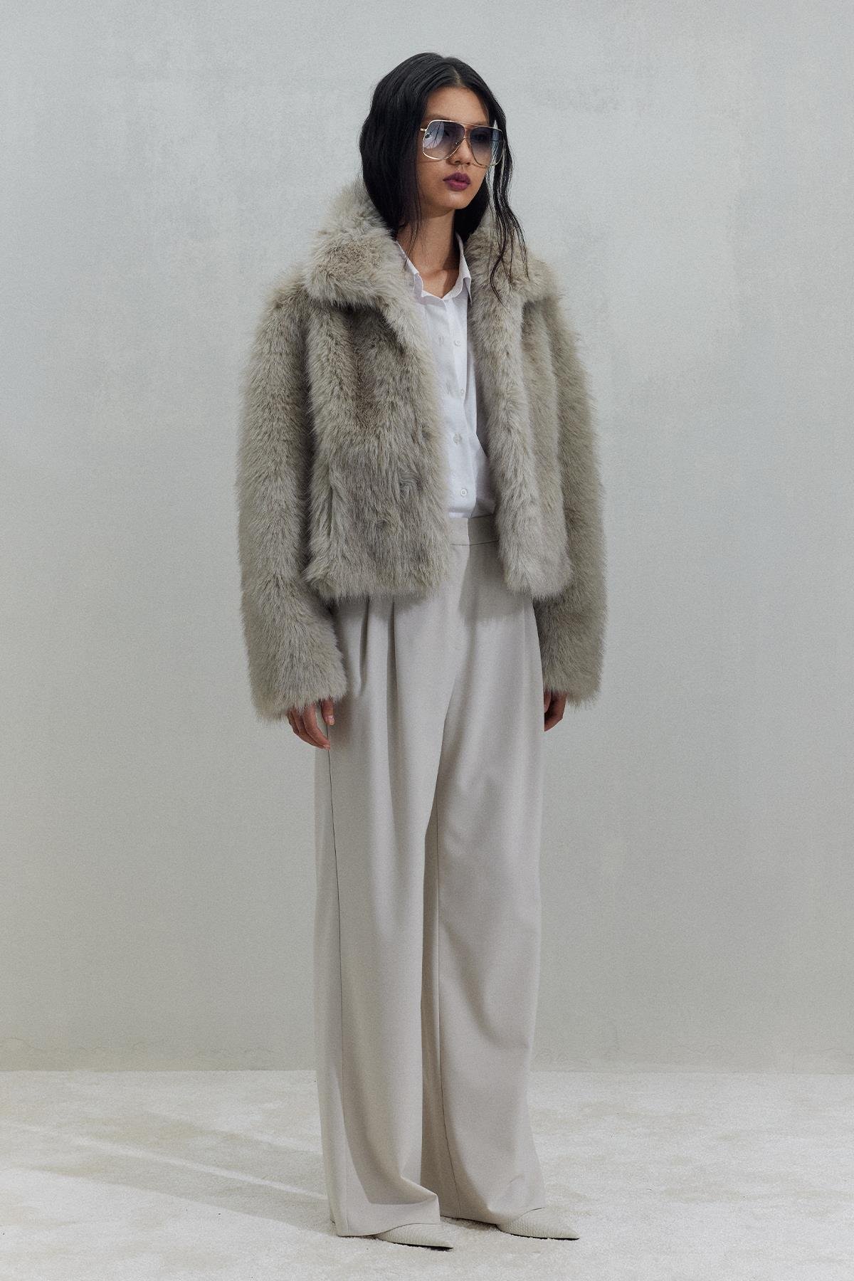 Krem Janet Bol Paça Pantolon