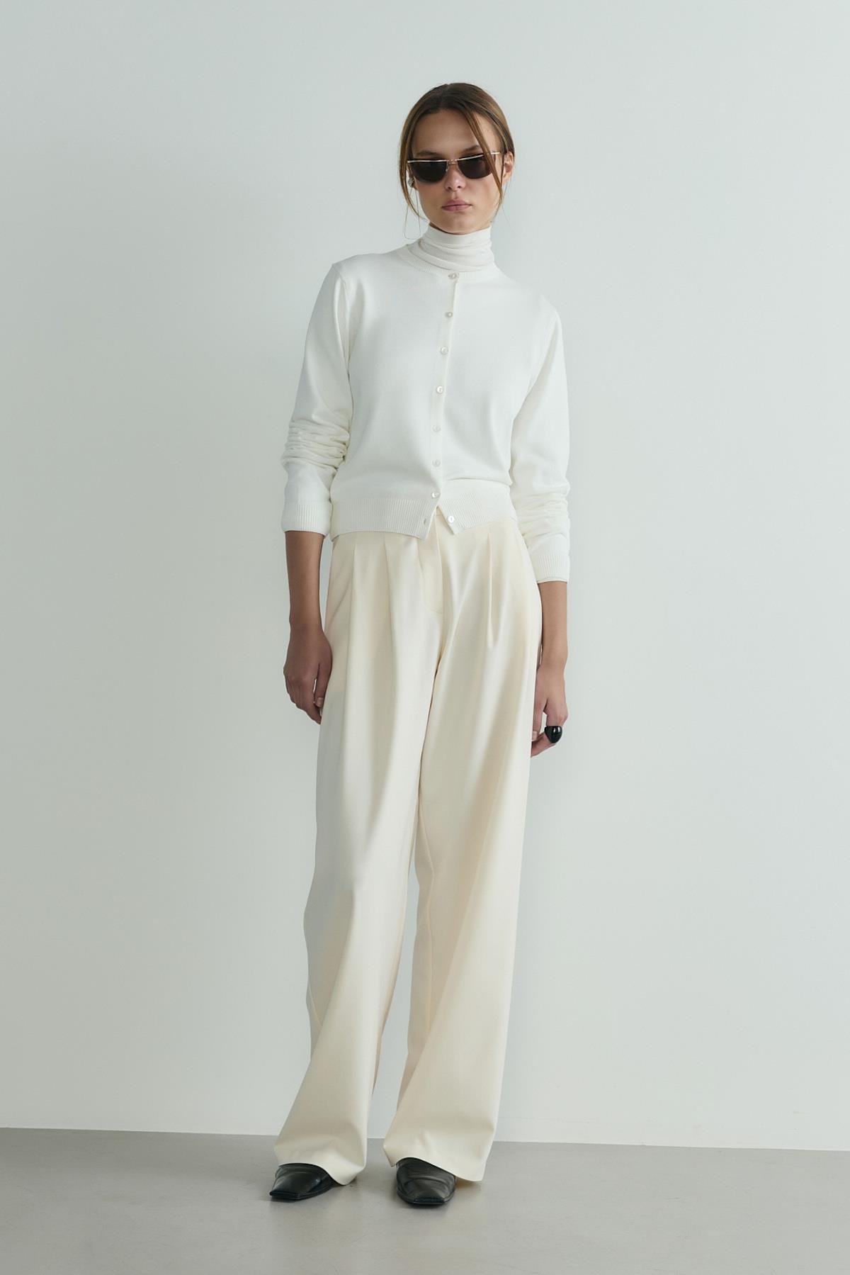 Krem Lina Pileli Pantolon