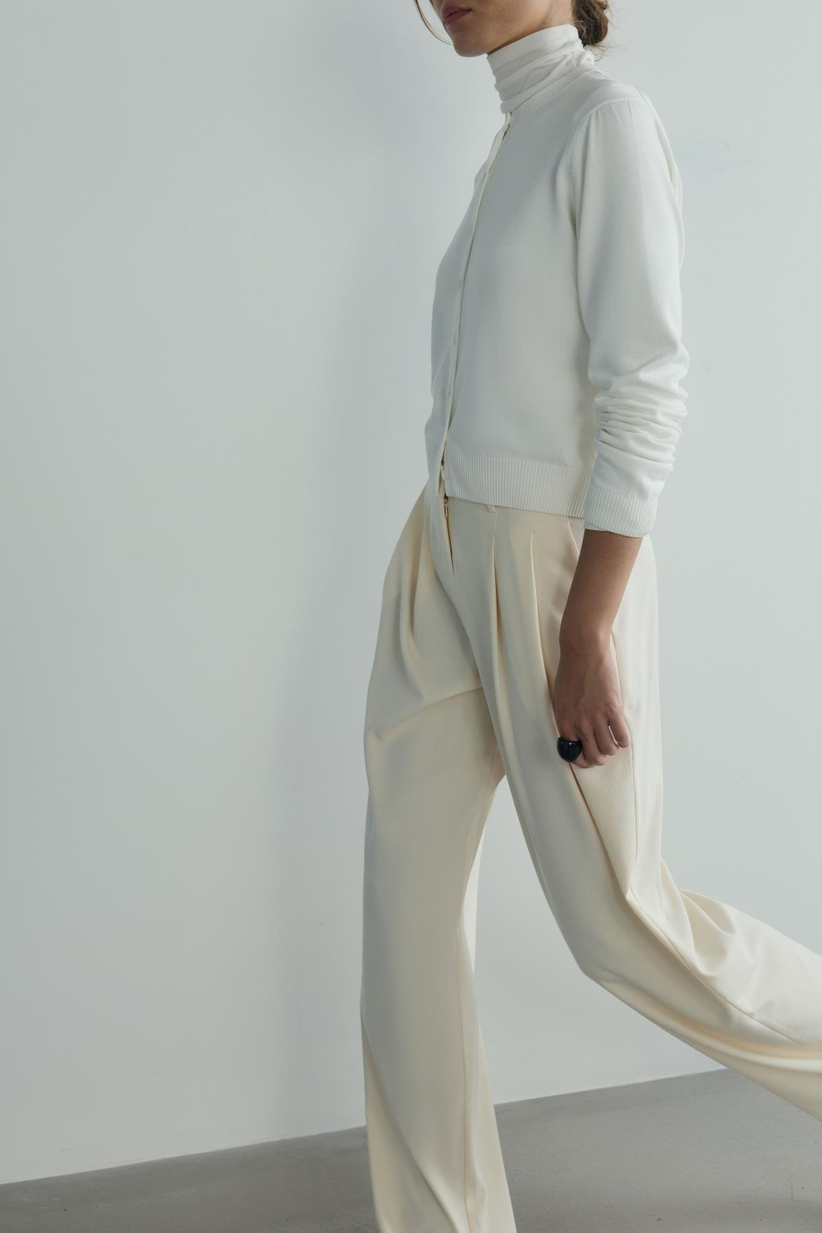 Krem Lina Pileli Pantolon