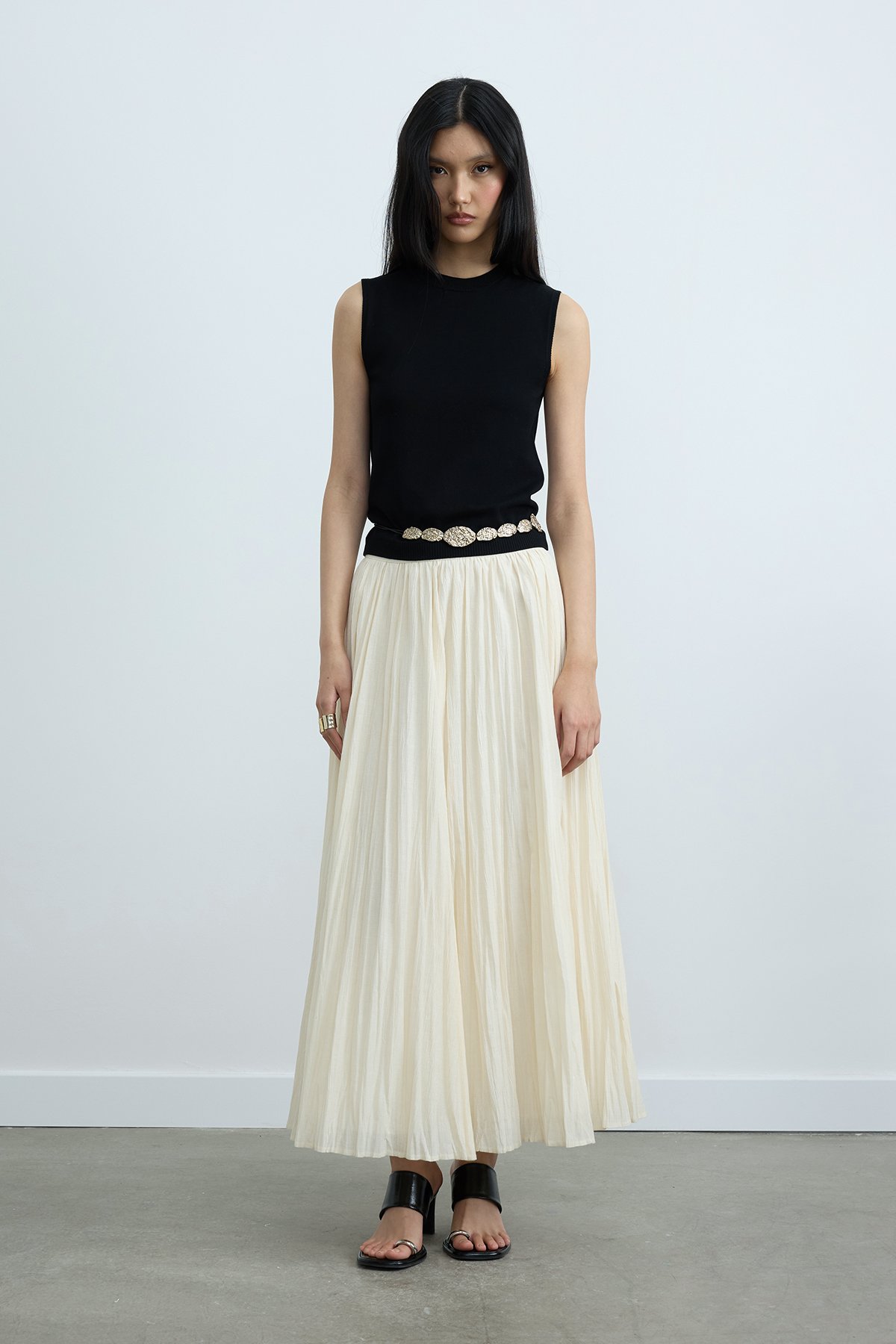 Krem Rose Piliseli Etek