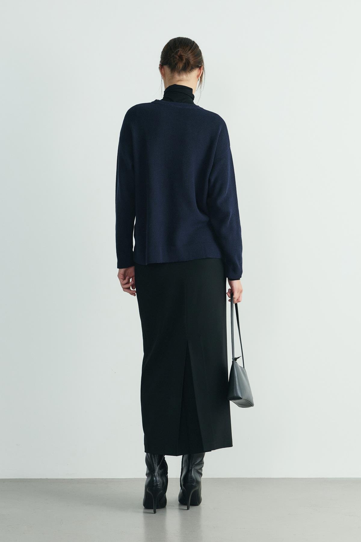 Lacivert Caroline Basic İnce Kazak