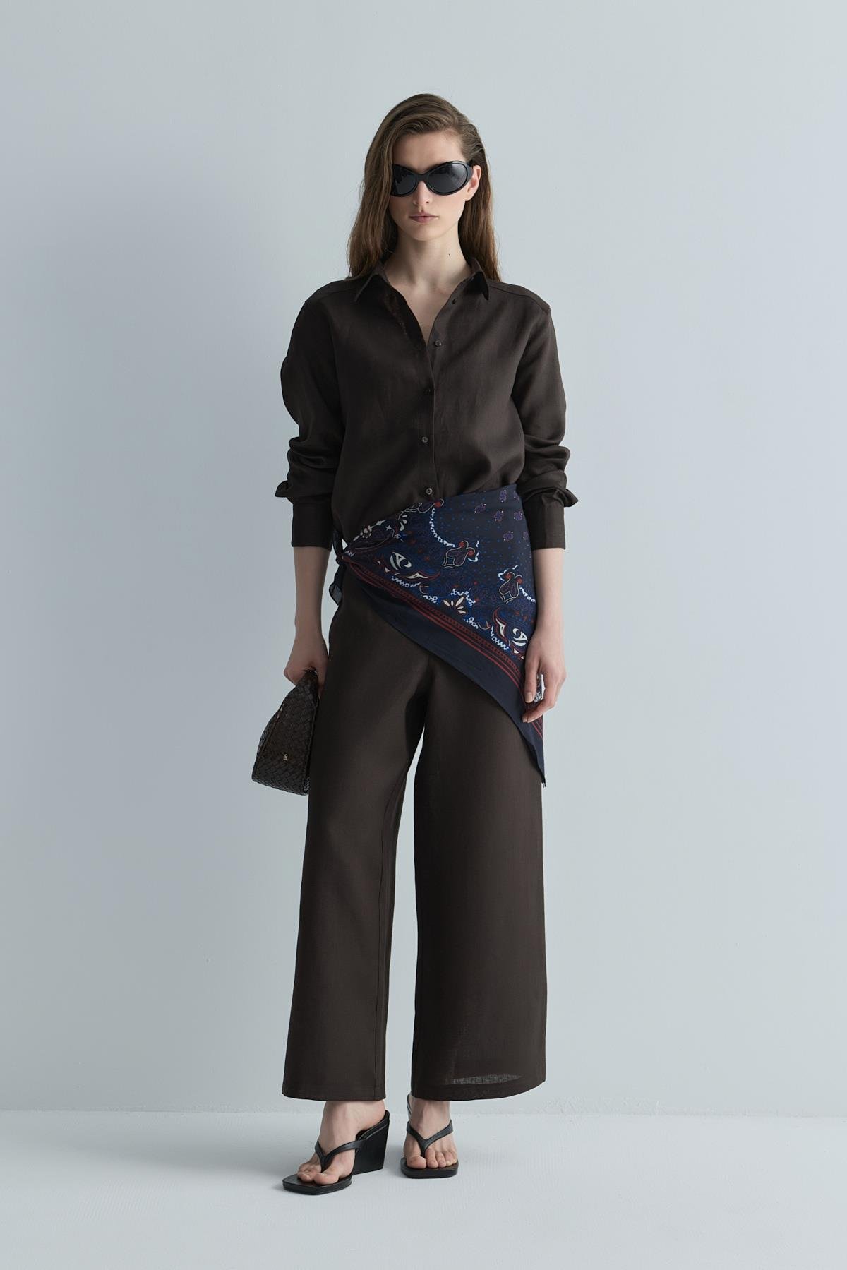 Lacivert Dusk Desenli Fular