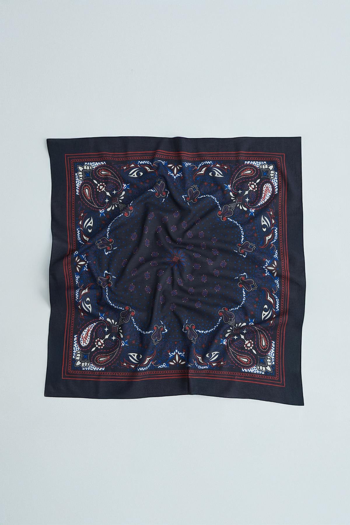 Lacivert Dusk Desenli Fular