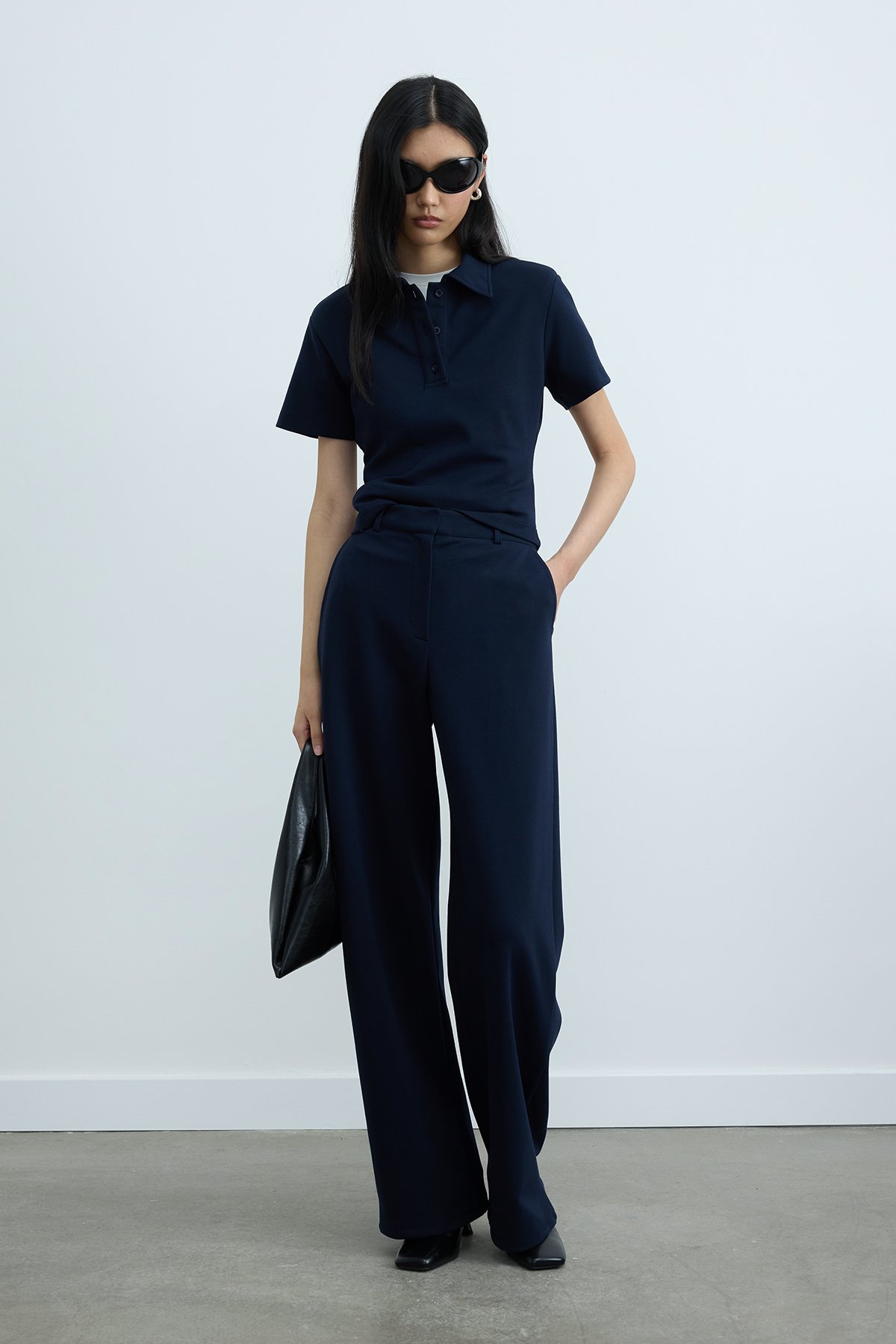 Lacivert Jane Bol Paça Pantolon