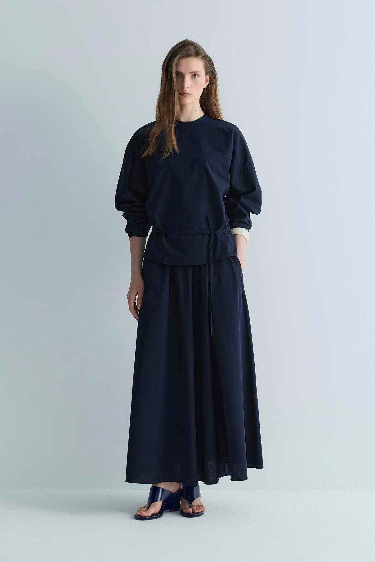 Lacivert Lara Kemerli Bluz