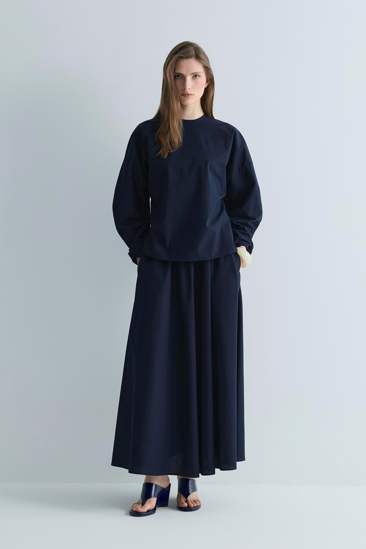 Lacivert Lara Kloş Etek