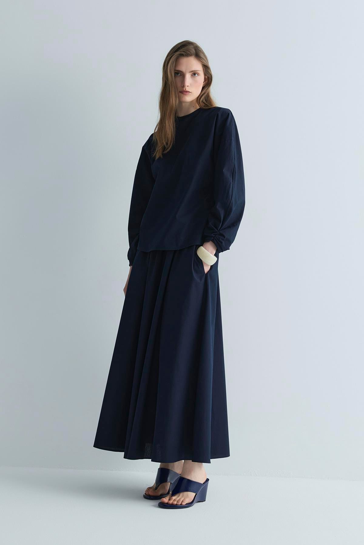 Lacivert Lara Kloş Etek