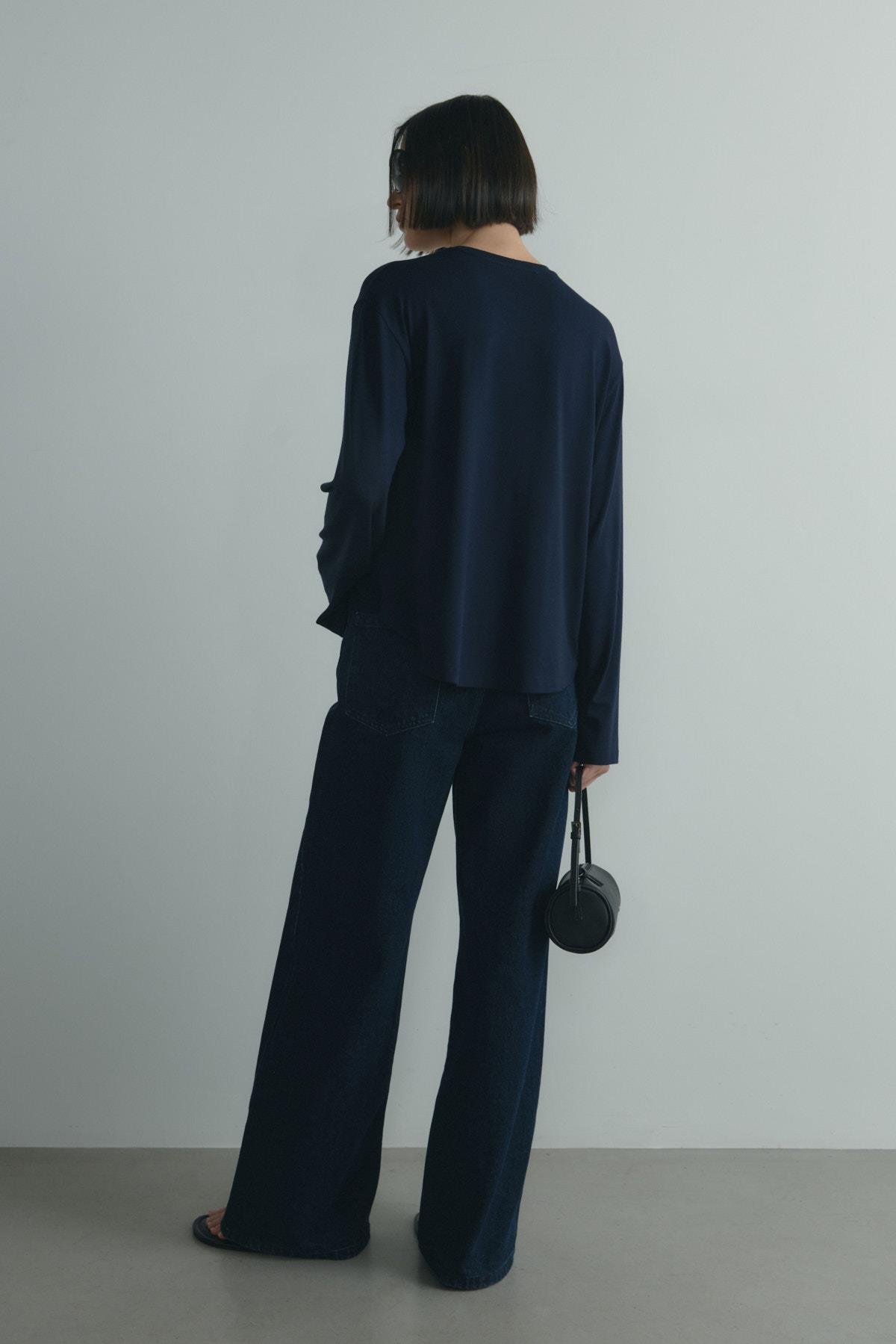 Lacivert Nara Uzun Kollu Basic Tişört