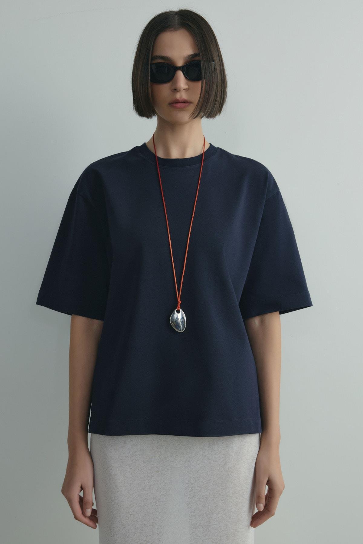 Lacivert Nox Oversize Tişört