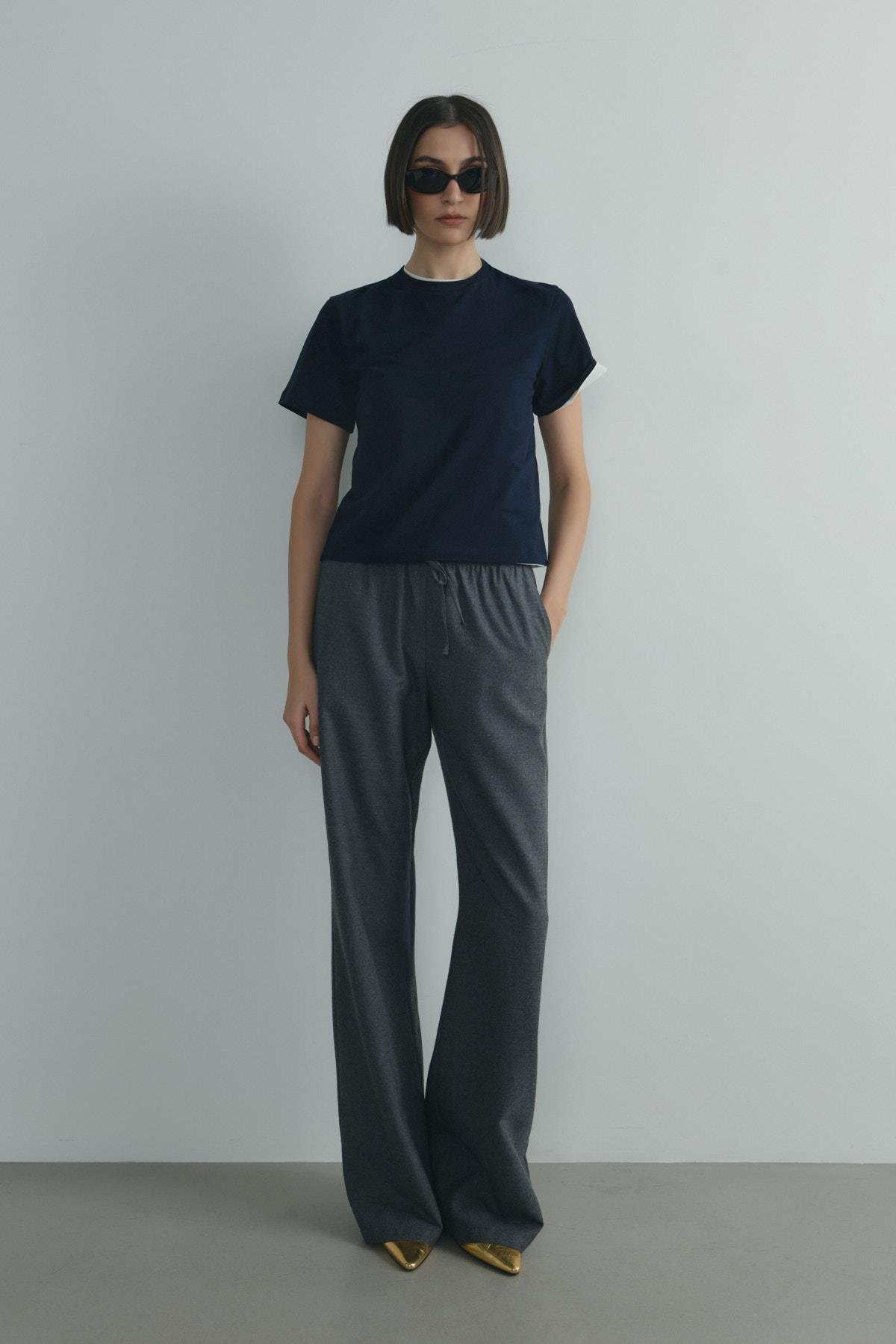 Lacivert Pamuklu Basic Tişört