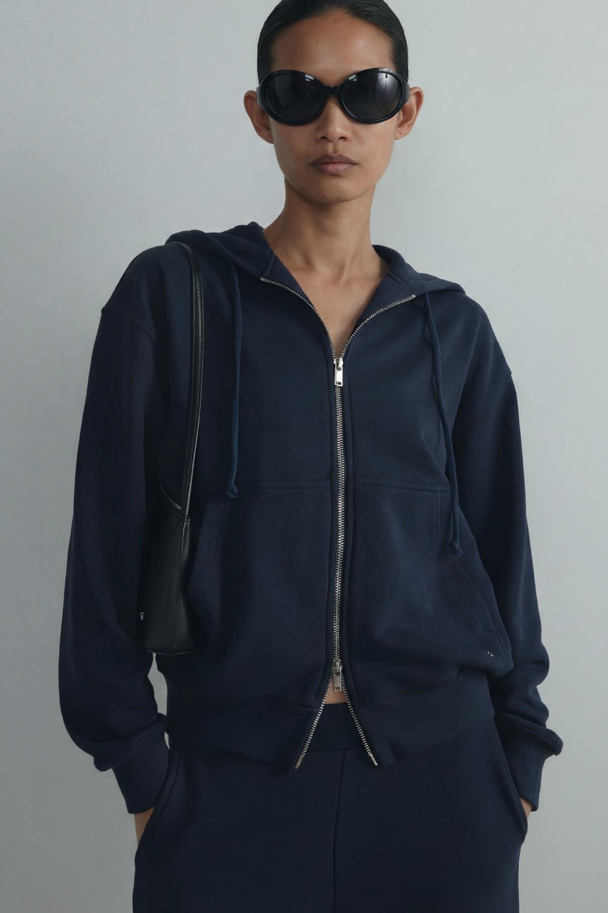 Lacivert Salted Fermuarlı Hırka