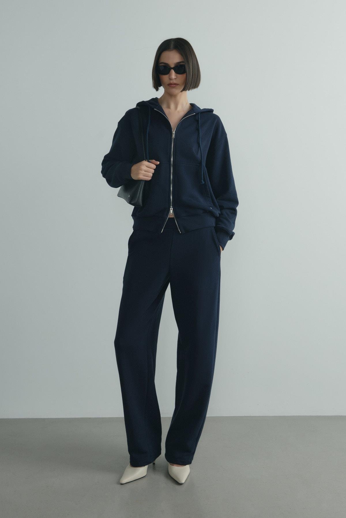 Lacivert Salted Lastikli Eşofman