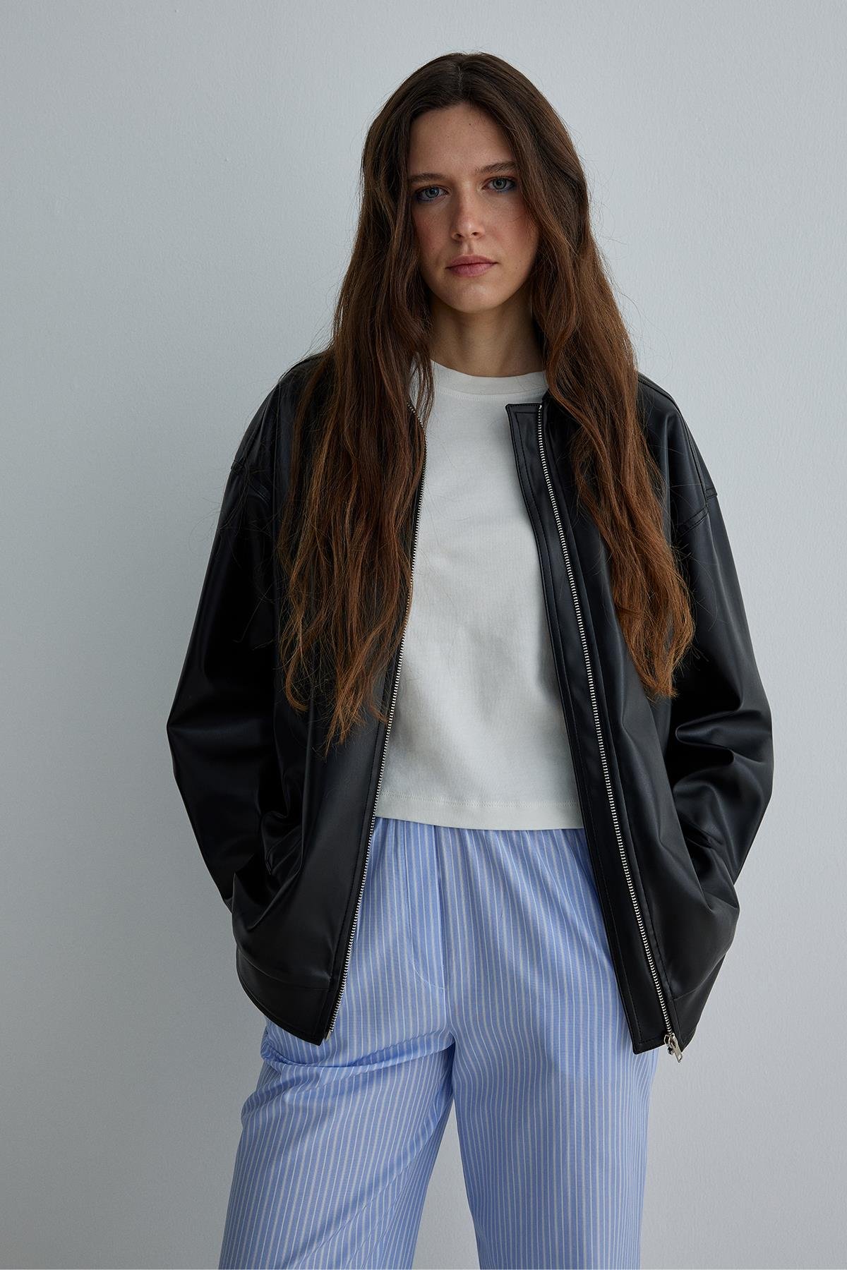 Blue Sadie Cotton Trousers with Elastic-Waisted