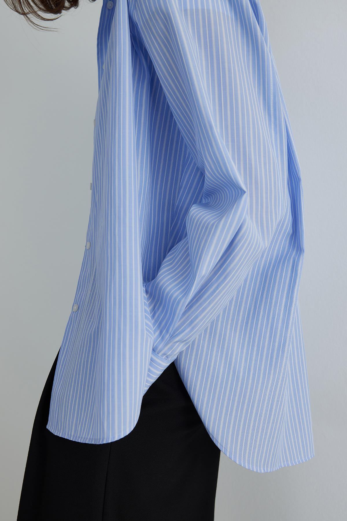 Mavi Sadie Çizgili Pamuklu Gömlek