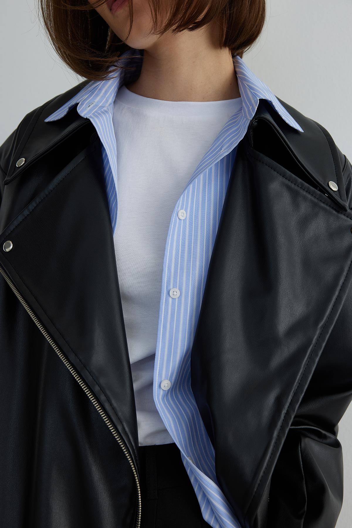 Mavi Sadie Çizgili Pamuklu Gömlek