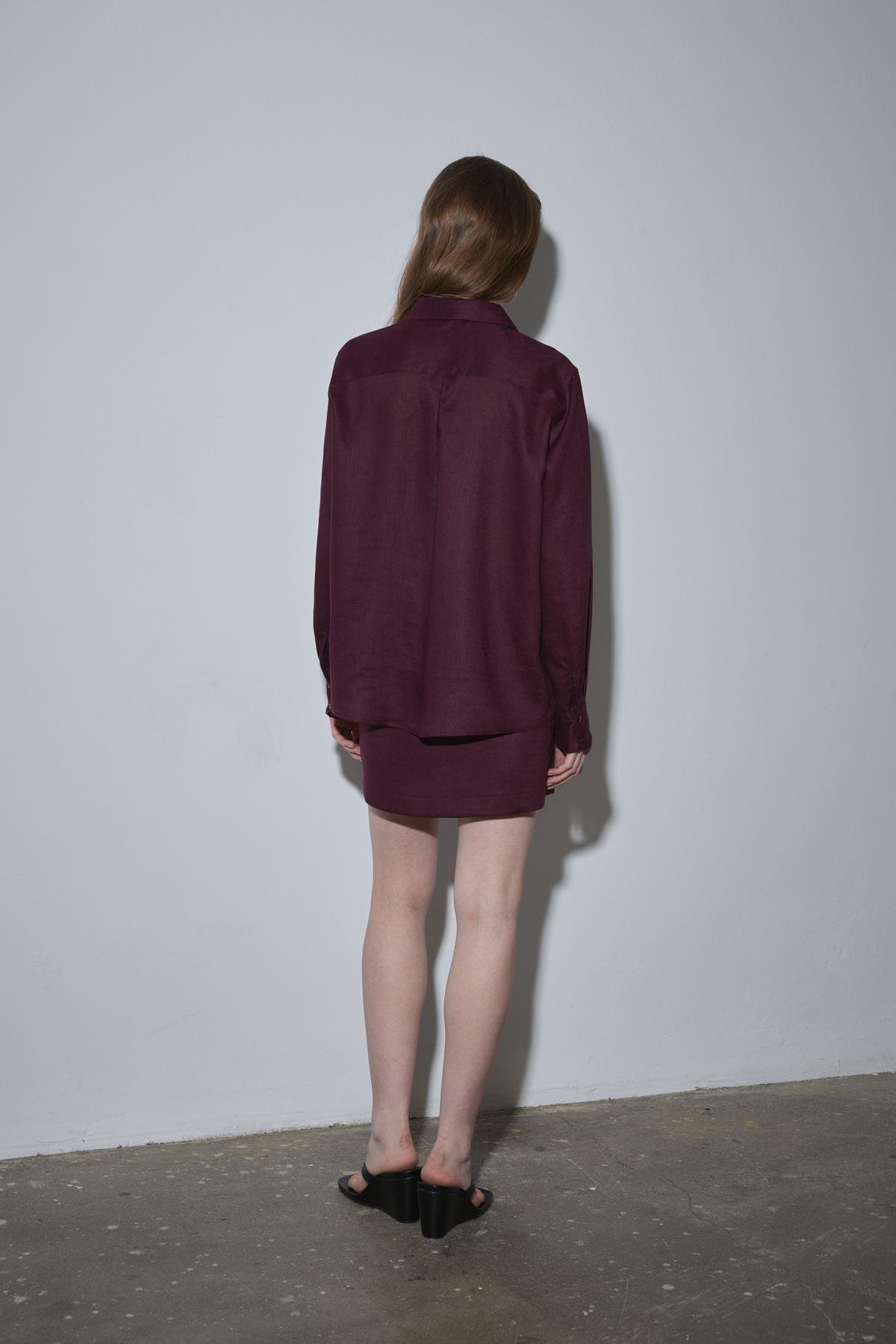 Mürdüm %100 Keten Nora Basic Etek