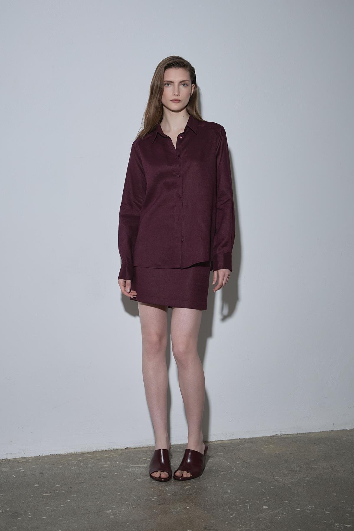 Mürdüm %100 Keten Nora Basic Etek