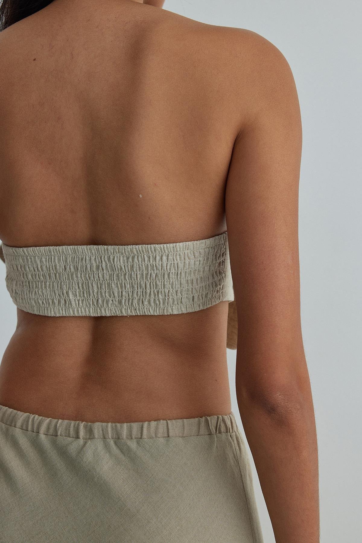 Natürel Flore Keten Bluz